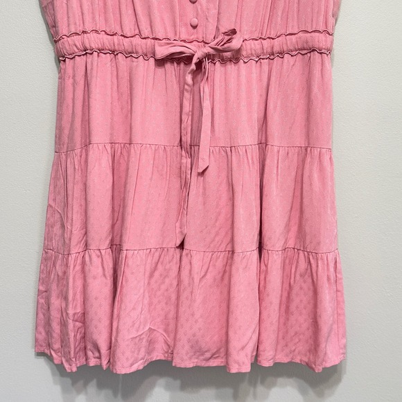 Paige Rosalee Ruffle Sleeve Mini Dress Women L Pink Tiered Cottage Casual Summer - Picture 6 of 15